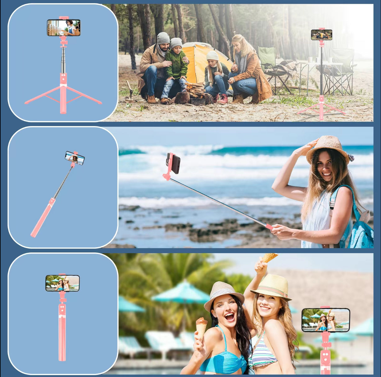 Aloura™ 6 in 1 Selfie Stick With Fill Light