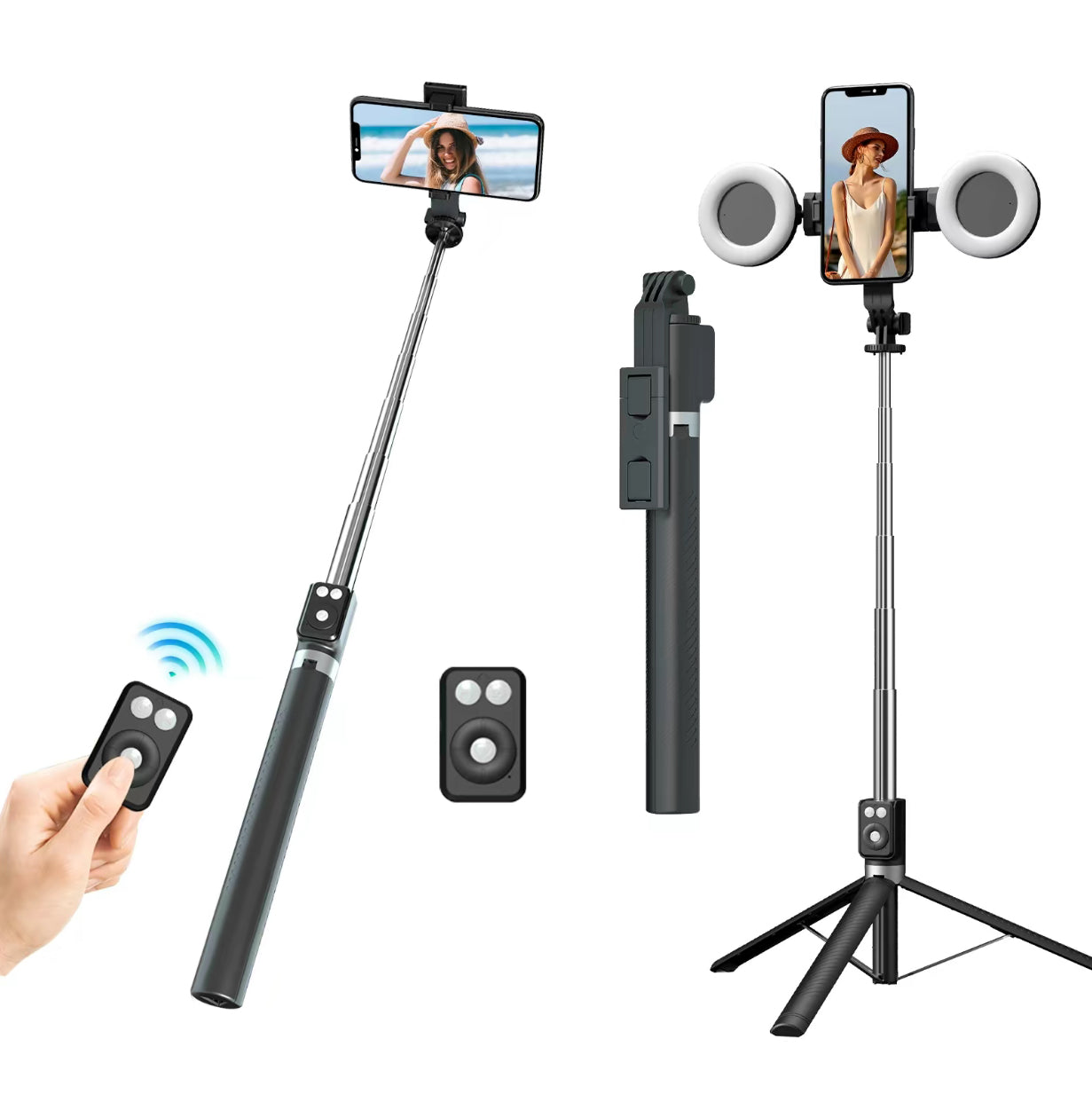 Aloura™ 6 in 1 Selfie Stick With Fill Light